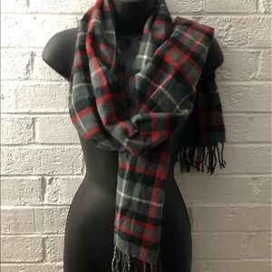 Vibrant plaid Sprigs scarf with fringe